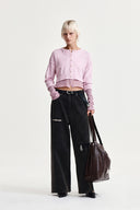 LAYERED TEXTURE KNIT CARDIGAN IN LILAC image 8