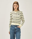 W STRIPE KNIT CARDIGAN IN IVORY image 12