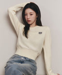 W SMALL CLASSIC LOGO CROP KNIT PULLOVER IN IVORY image 1