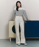 W BOOT-CUT DENIM PANTS IN WHITE image 1