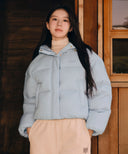 W REGULAR LOGO HOODED CROP DOWN JACKET IN BROWN image 14