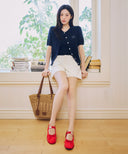 W DENIM SHORTS IN ECRU image 1