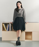 W DENIM PLEATED MIDI SKIRT IN INDIGO image 1