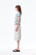 WASHED COTTON PATCH POCKET BERMUDA PANTS IN LIGHT GRAY image 7