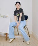 W SUMMER SEMI WIDE DENIM PANTS IN LIGHT BLUE image 2