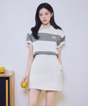 W VINTAGE CLASSIC LOGO SWEAT MINI SKIRT IN OATMEAL image 2