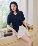 W DENIM SHORTS IN ECRU image 3