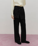 W SKIRT LAYERED DENIM PANTS IN BLACK image 1