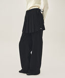 W LAYERED PLEATS SKIRT PANTS IN BLACK image 1