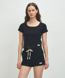 W BASIC CROP TEE IN BLACK image 1