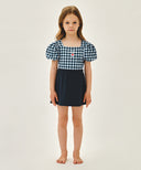 KIDS W CHECK SWIM SUIT IN NAVY image 1