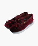 W CROSS BANDING VELVET FLAT SHOES IN BURGUNDY image 1
