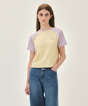 W SMALL REGULAR LOGO RAGLAN CROP TEE IN LIGHT PURPLE image 1