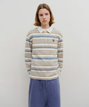 STRIPE COLLAR LONG SLEEVE IN BEIGE image 1