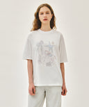 W UNICORN GRAPHIC OVERSIZED TEE IN WHITE image 1