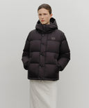 SLEEVE DETATCHABLE HOODED DOWN JACKET IN BLACK