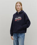 VINTAGE STAMP GRAPHIC HOODIE (BRUSHED) IN NAVY image 1