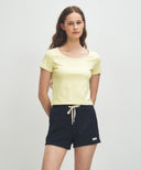 W BASIC CROP TEE IN LIGHT YELLOW image 1