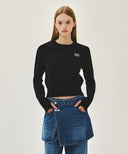 W SMALL CLASSIC LOGO CROP KNIT PULLOVER IN BLACK image 1