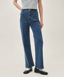 W BOOT-CUT DENIM PANTS IN BLUE image 1