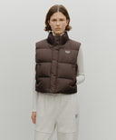 W CLASSIC LOGO CROP DOWN VEST IN DARK BROWN image 1