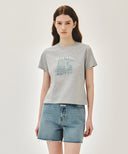 [REGEN] W FRENCH FRUIT SHOP GRAPHIC TEE IN HEATHER GREY image 1