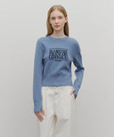 W CLASSIC LOGO CROP KNIT IN ASH BLUE image 1