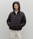 CLASSIC LOGO HOODED LIGHT DOWN JACKET IN BLACK image 1