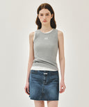 W RIBBON CLASSIC LOGO SLEEVELESS IN HEATHER GREY image 1