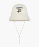 KIDS BEAR EMBROIDERY ROUND BUCKET HAT IN BEIGE image 1