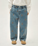 KIDS BEAR PRINTED DENIM PANTS IN BLUE image 1