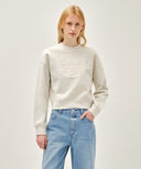 W CLASSIC LOGO CROP SWEATSHIRT IN OATMEAL image 1