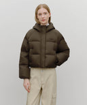 W REGULAR LOGO HOODED CROP DOWN JACKET IN BROWN image 1