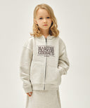 KIDS CLASSIC LOGO EMBROIDERY HOODIE ZIP-UP IN OATMEAL image 1