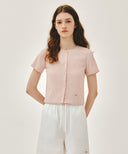 W CRINKLE SLEEVELESS + CARDIGAN SET IN PINK image 1