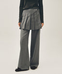 W LAYERED PLEATS SKIRT PANTS IN GRAY image 1