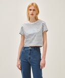 W CLASSIC LOGO CROP TEE IN DARK NAVY image 1