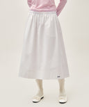 W COTTON WAIST WRINKLE SKIRT IN WHITE image 1