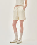 W LACE DETAIL SWEAT SHORTS IN IVORY image 1