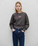 W SMALL CLASSIC LOGO CROP SWEATSHIRT IN CHARCOAL GREY image 1