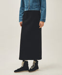 W CLASSIC LOGO SWEAT LONG SKIRT IN BLACK BLACK image 1