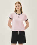 W CLASSIC LOGO RINGER TEE IN LIGHT PINK image 1