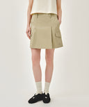 W COTTON CARGO MINI SKIRT IN BEIGE image 10