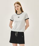 W CLASSIC LOGO RINGER TEE IN LIGHT HEATHER GREY image 1