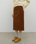 W CLASSIC CORDUROY MIDI SKIRT IN BROWN image 1