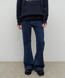W HIGH-RISE FLARED DENIM PANTS IN BLUE image 1