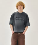 GRADATION OVERSIZED DYEING TEE IN CHARCOAL GREY