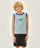 KIDS WAFFLE RINGER SLEEVELESS IN LIGHT BLUE image 1