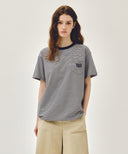 SMALL CLASSIC LOGO STRIPE RINGER TEE IN NAVY image 1
