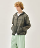 HOODED PACKABLE NYLON JACKET IN GRAY image 2